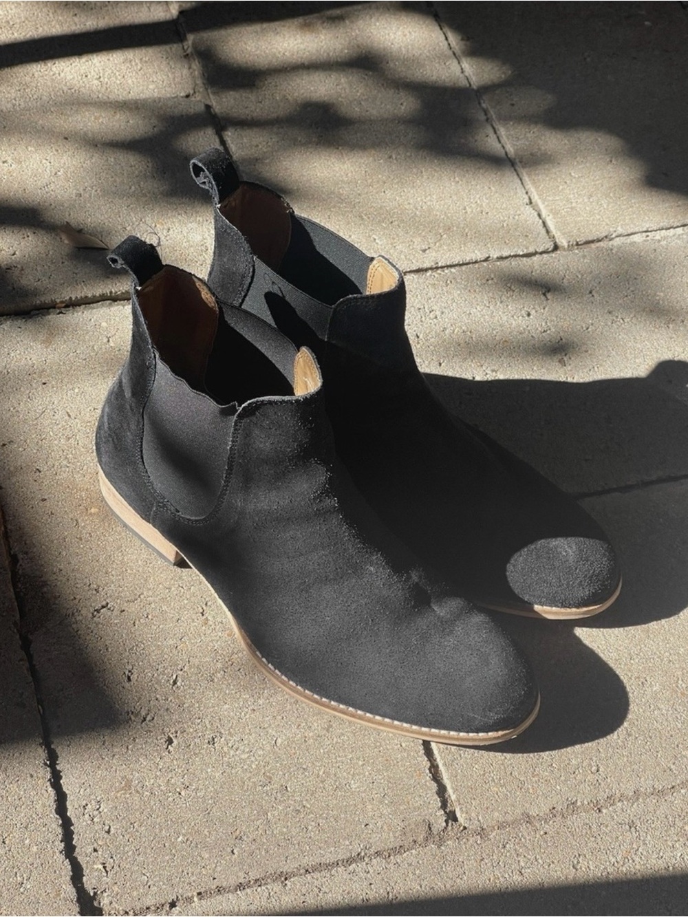 Topman Black Suede Chukka Boots with Tan Sole